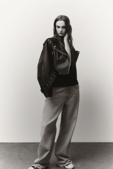 Zara mujer chaqueta de piel sintética BDP8J48 ropa negro