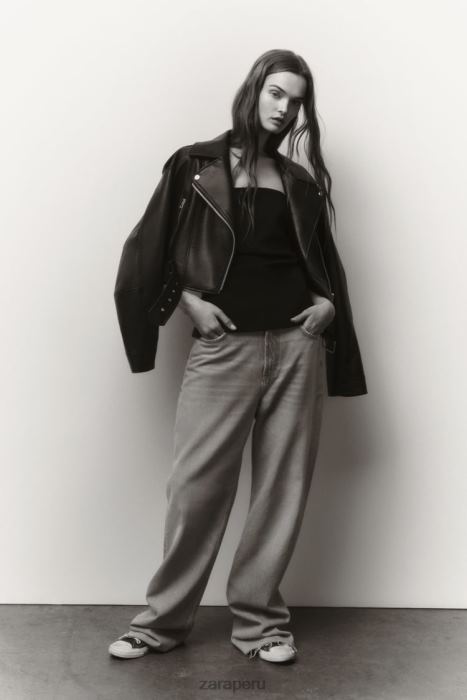 Zara mujer chaqueta de piel sintética BDP8J48 ropa negro