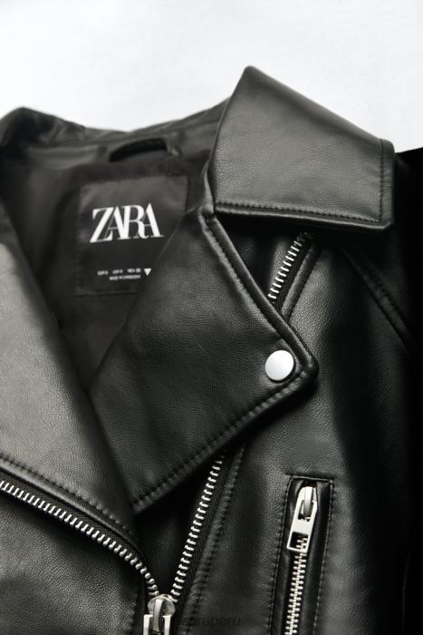 Zara mujer chaqueta de piel sintética BDP8J48 ropa negro