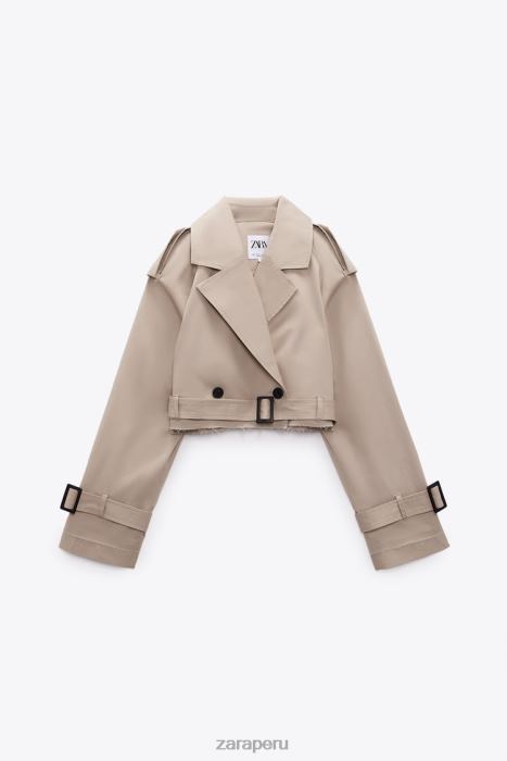 Zara mujer chaqueta motera corta oversize BDP8J21 ropa marrón topo
