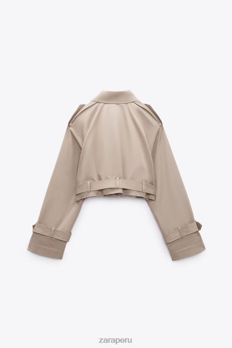 Zara mujer chaqueta motera corta oversize BDP8J21 ropa marrón topo