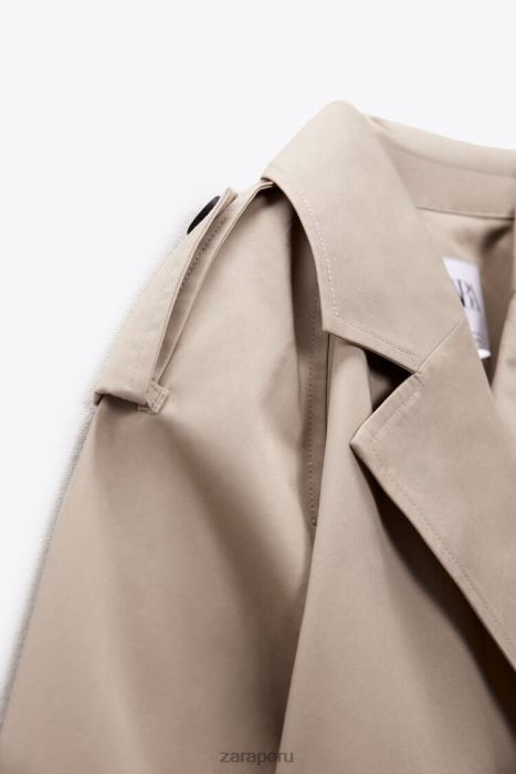 Zara mujer chaqueta motera corta oversize BDP8J21 ropa marrón topo