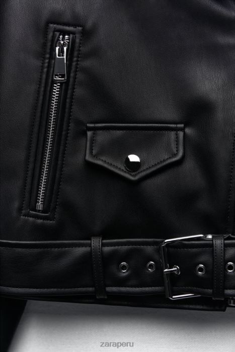 Zara mujer chaqueta motera de piel sintética BDP8J53 ropa negro