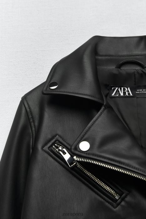 Zara mujer chaqueta motera de piel sintética BDP8J53 ropa negro
