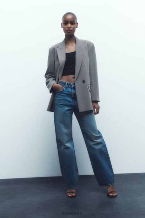 Zara mujer chaqueta oversize con doble botonadura BDP8J156 ropa marga gris