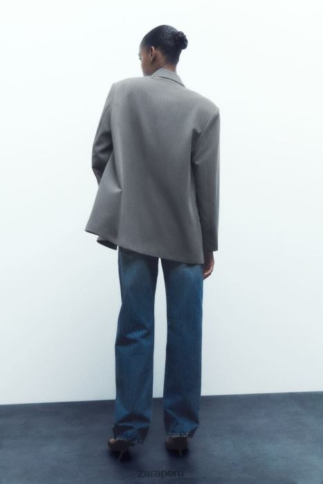 Zara mujer chaqueta oversize con doble botonadura BDP8J156 ropa marga gris