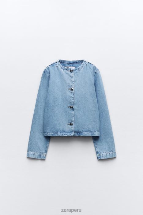 Zara mujer chaqueta vaquera con botones z1975 BDP8J93 ropa azul medio