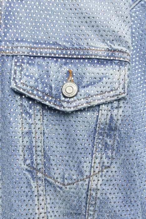 Zara mujer chaqueta vaquera con strass zw BDP8J126 ropa azul descolorido