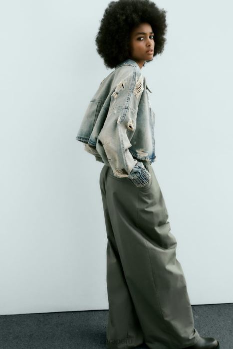 Zara mujer chaqueta vaquera corta con roturas trf BDP8J51 ropa azul