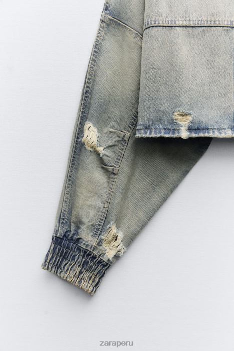 Zara mujer chaqueta vaquera corta con roturas trf BDP8J51 ropa azul