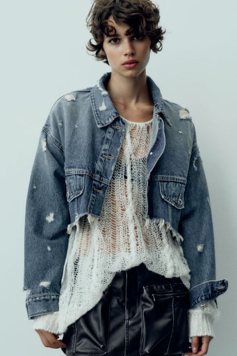 Zara mujer chaqueta vaquera corta trf BDP8J50 ropa azul