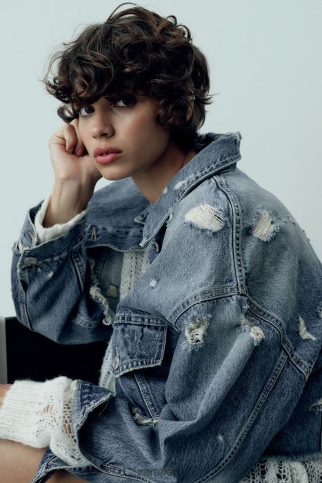 Zara mujer chaqueta vaquera corta trf BDP8J50 ropa azul