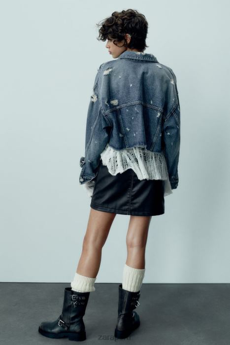 Zara mujer chaqueta vaquera corta trf BDP8J50 ropa azul