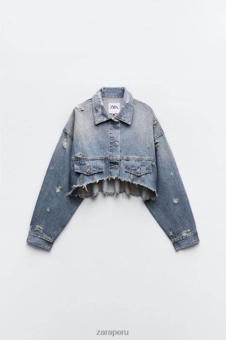 Zara mujer chaqueta vaquera corta trf BDP8J50 ropa azul