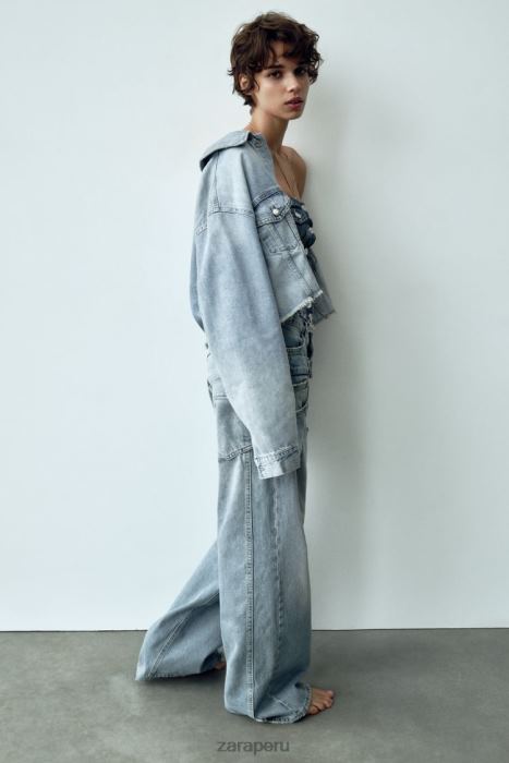 Zara mujer chaqueta vaquera corta trf BDP8J70 ropa azul