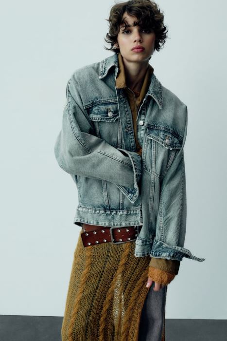 Zara mujer chaqueta vaquera extragrande trf BDP8J91 ropa azul claro