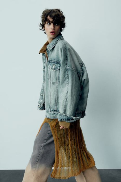 Zara mujer chaqueta vaquera extragrande trf BDP8J91 ropa azul claro