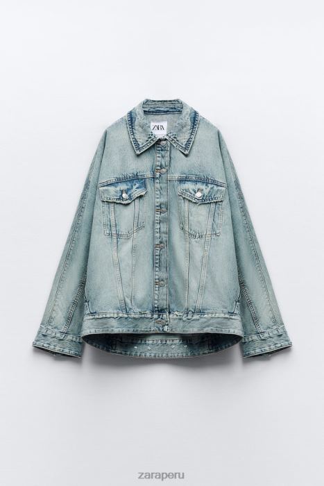 Zara mujer chaqueta vaquera extragrande trf BDP8J91 ropa azul claro