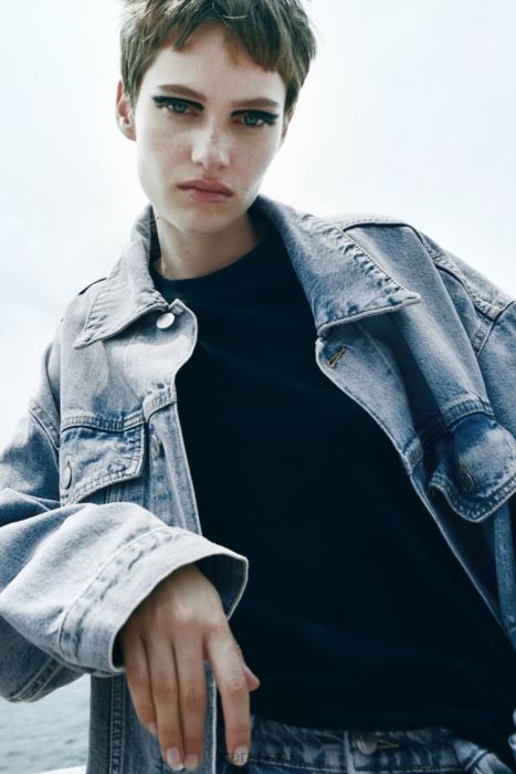 Zara mujer chaqueta vaquera oversize zw BDP8J138 ropa azul claro