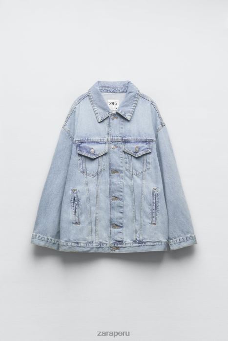 Zara mujer chaqueta vaquera oversize zw BDP8J138 ropa azul claro
