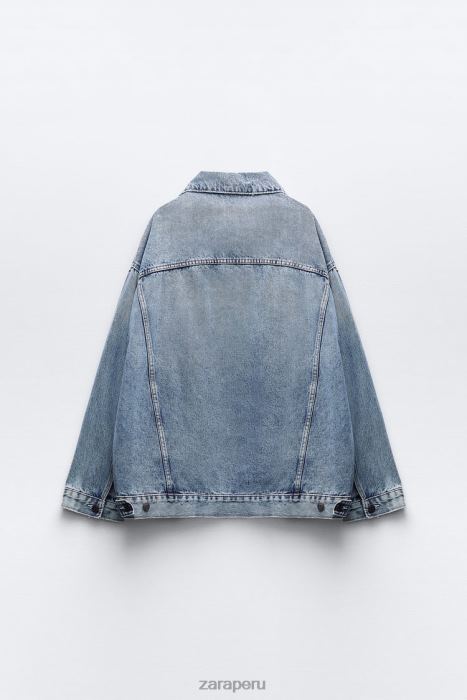 Zara mujer chaqueta vaquera oversize zw BDP8J38 ropa azul descolorido