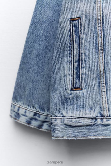Zara mujer chaqueta vaquera oversize zw BDP8J38 ropa azul descolorido