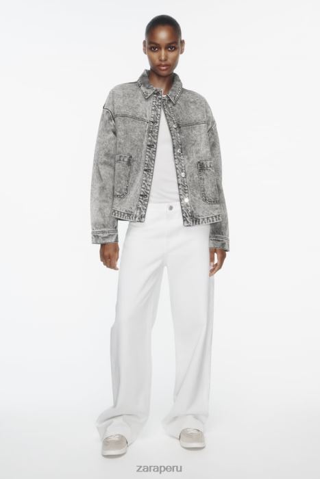 Zara mujer chaqueta vaquera z1975 con bolsillos BDP8J73 ropa gris