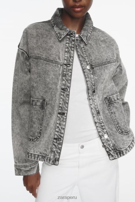 Zara mujer chaqueta vaquera z1975 con bolsillos BDP8J73 ropa gris