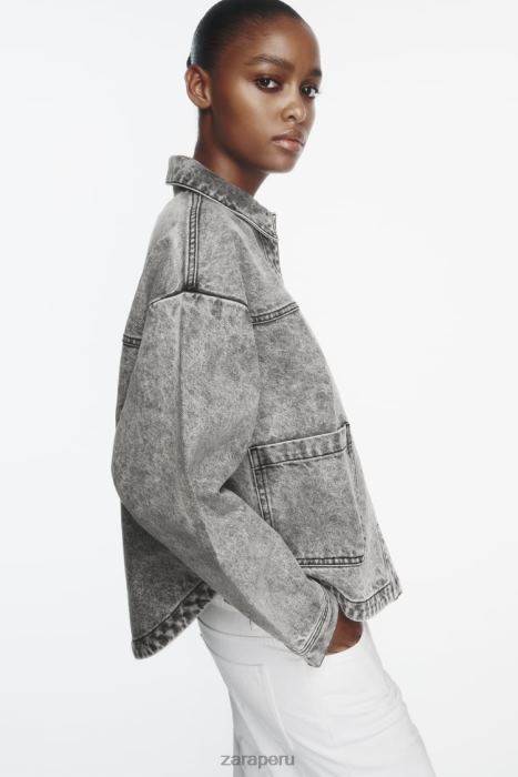 Zara mujer chaqueta vaquera z1975 con bolsillos BDP8J73 ropa gris