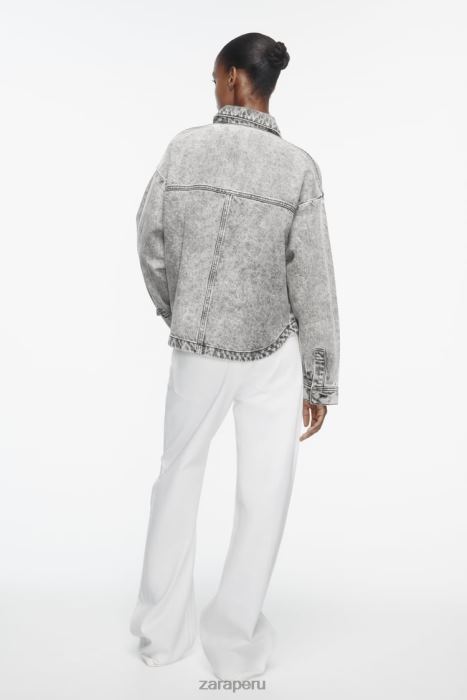 Zara mujer chaqueta vaquera z1975 con bolsillos BDP8J73 ropa gris