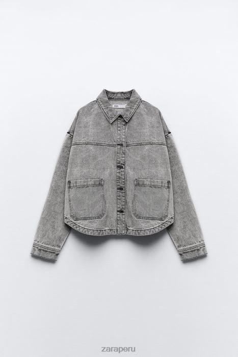 Zara mujer chaqueta vaquera z1975 con bolsillos BDP8J73 ropa gris