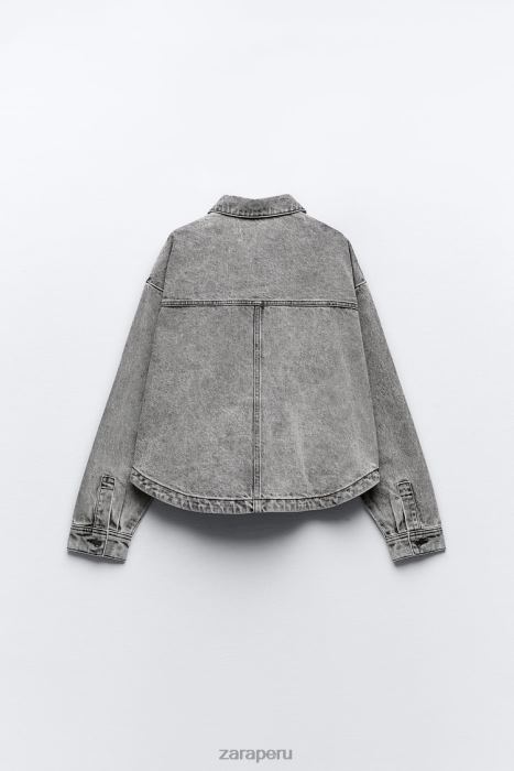 Zara mujer chaqueta vaquera z1975 con bolsillos BDP8J73 ropa gris