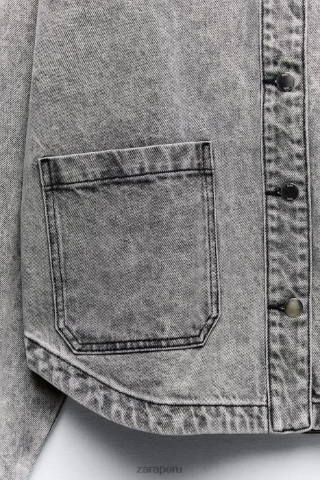 Zara mujer chaqueta vaquera z1975 con bolsillos BDP8J73 ropa gris
