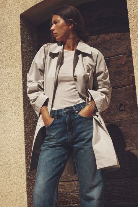 Zara mujer gabardina oversize con bolsillos BDP8J131 ropa arena