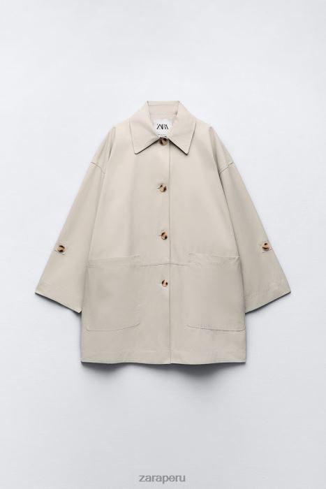 Zara mujer gabardina oversize con bolsillos BDP8J131 ropa arena