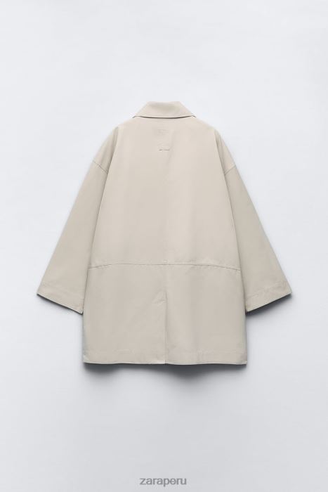 Zara mujer gabardina oversize con bolsillos BDP8J131 ropa arena
