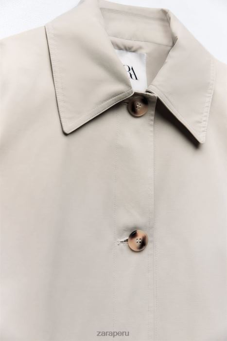 Zara mujer gabardina oversize con bolsillos BDP8J131 ropa arena
