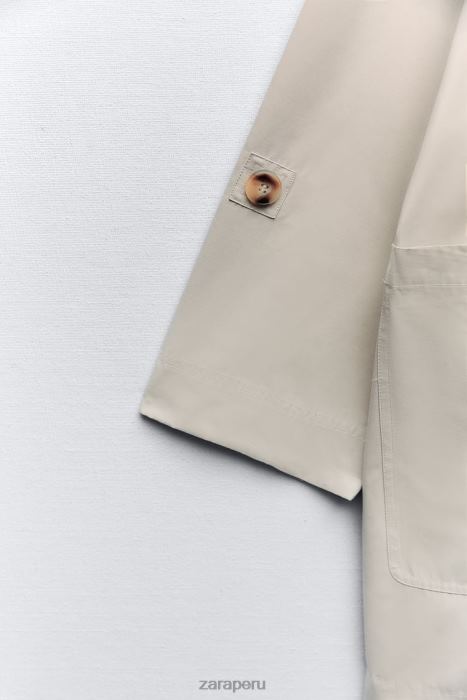 Zara mujer gabardina oversize con bolsillos BDP8J131 ropa arena