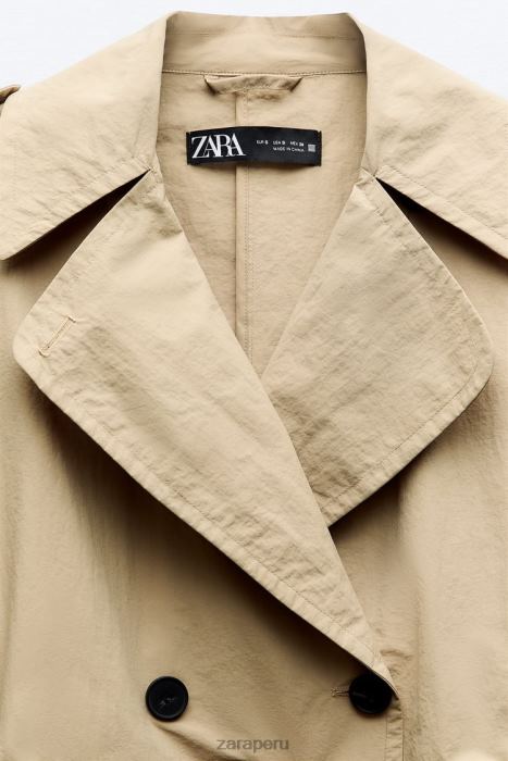 Zara mujer gabardina repelente al agua BDP8J24 ropa marrón topo