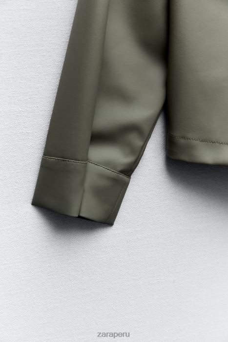 Zara mujer impermeable de goma con capucha BDP8J109 ropa caqui