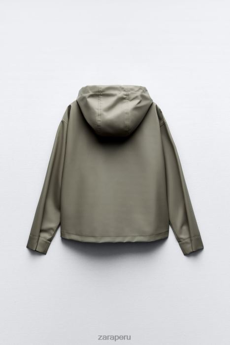 Zara mujer impermeable de goma con capucha BDP8J109 ropa caqui