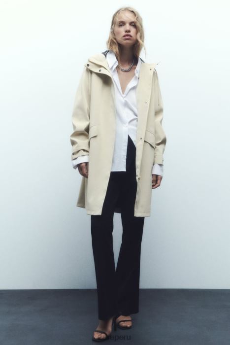 Zara mujer impermeable de goma con protección contra el agua y el viento BDP8J40 ropa crudo