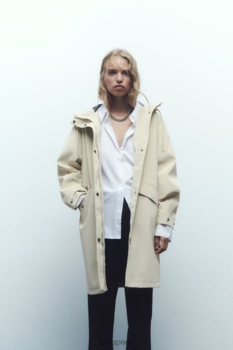 Zara mujer impermeable de goma con protección contra el agua y el viento BDP8J40 ropa crudo