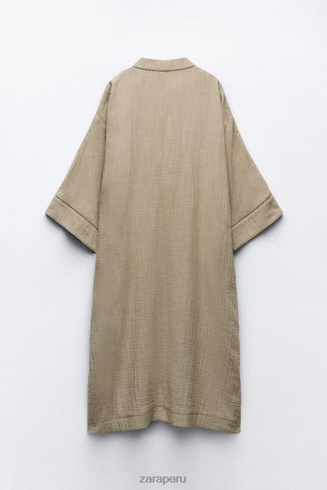 Zara mujer kimono con aplicación de encaje BDP8J134 ropa caqui