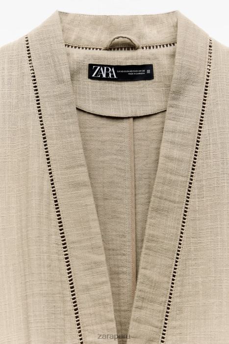 Zara mujer kimono con aplicación de encaje BDP8J134 ropa caqui