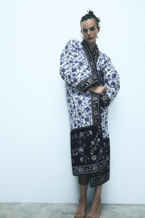 Zara mujer kimono floral acolchado BDP8J16 ropa azul