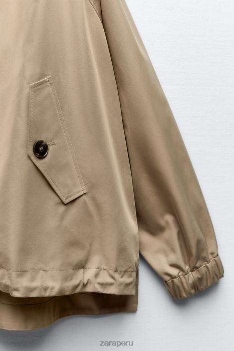 Zara mujer parka corta con botones BDP8J79 ropa marrón/topo