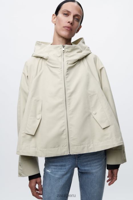 Zara mujer parka corta con capucha BDP8J5 ropa crudo