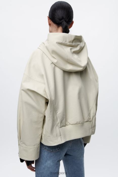 Zara mujer parka corta con capucha BDP8J5 ropa crudo