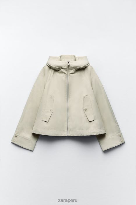 Zara mujer parka corta con capucha BDP8J5 ropa crudo